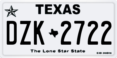 TX license plate DZK2722