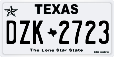 TX license plate DZK2723