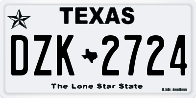 TX license plate DZK2724