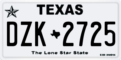 TX license plate DZK2725