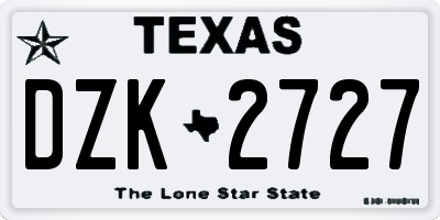 TX license plate DZK2727