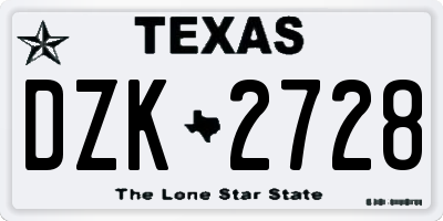 TX license plate DZK2728