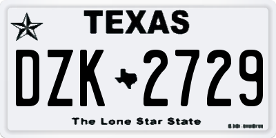 TX license plate DZK2729