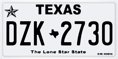 TX license plate DZK2730