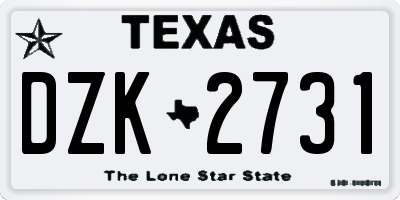 TX license plate DZK2731