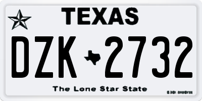 TX license plate DZK2732
