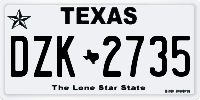 TX license plate DZK2735