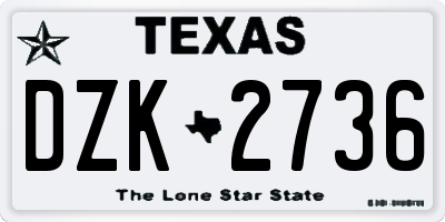 TX license plate DZK2736