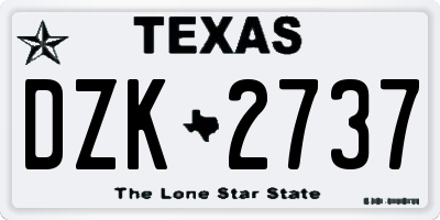 TX license plate DZK2737