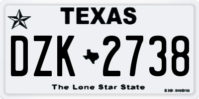 TX license plate DZK2738