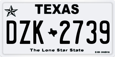 TX license plate DZK2739