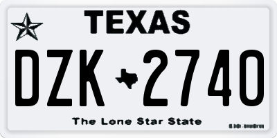 TX license plate DZK2740