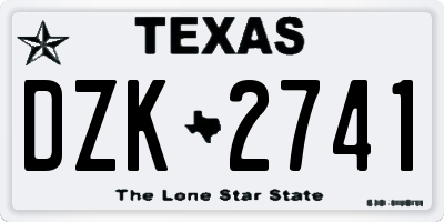 TX license plate DZK2741
