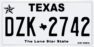 TX license plate DZK2742