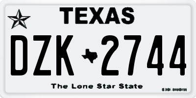 TX license plate DZK2744