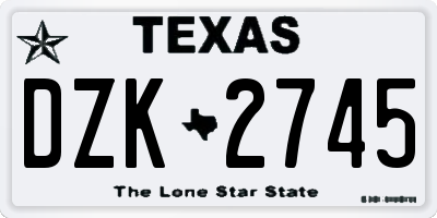 TX license plate DZK2745