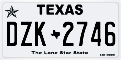 TX license plate DZK2746