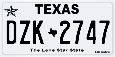 TX license plate DZK2747