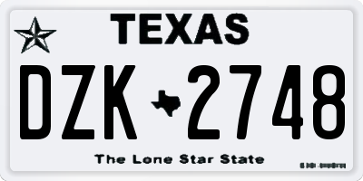 TX license plate DZK2748