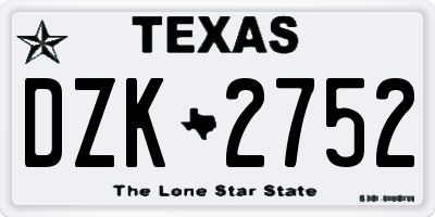 TX license plate DZK2752