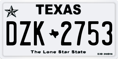 TX license plate DZK2753