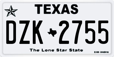 TX license plate DZK2755