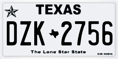 TX license plate DZK2756