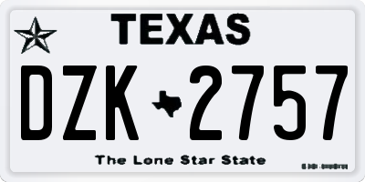TX license plate DZK2757