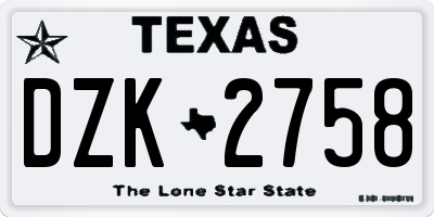 TX license plate DZK2758