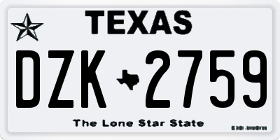 TX license plate DZK2759