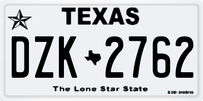 TX license plate DZK2762