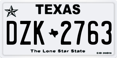 TX license plate DZK2763