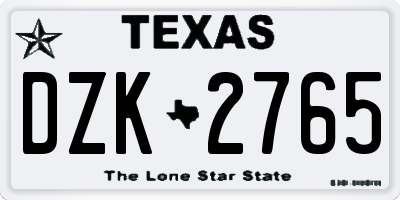 TX license plate DZK2765