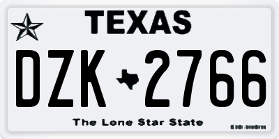 TX license plate DZK2766