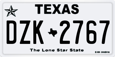 TX license plate DZK2767