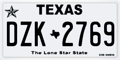 TX license plate DZK2769