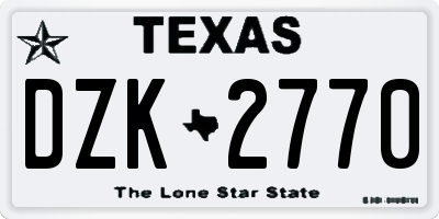 TX license plate DZK2770