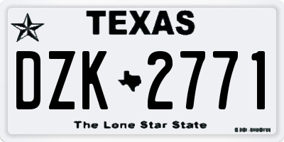 TX license plate DZK2771