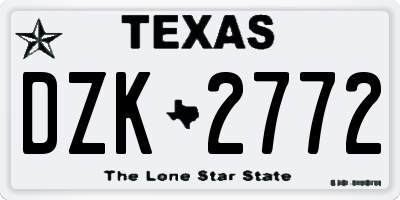 TX license plate DZK2772