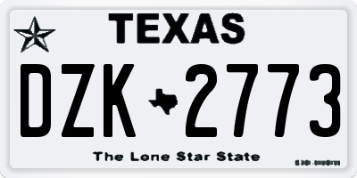 TX license plate DZK2773