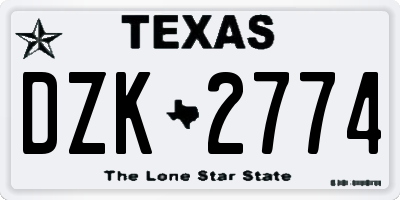TX license plate DZK2774
