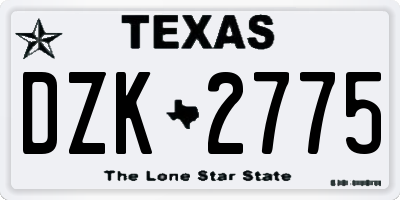 TX license plate DZK2775