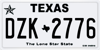 TX license plate DZK2776