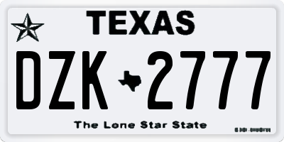 TX license plate DZK2777