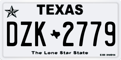TX license plate DZK2779