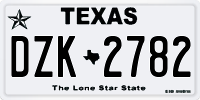 TX license plate DZK2782