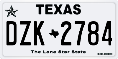 TX license plate DZK2784