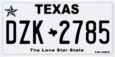 TX license plate DZK2785
