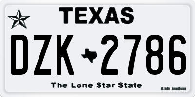 TX license plate DZK2786