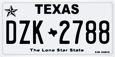 TX license plate DZK2788